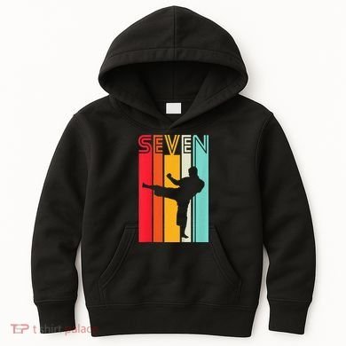 7th Birthday Gift Karate Retro Taekwondo Martial Kids Hoodie