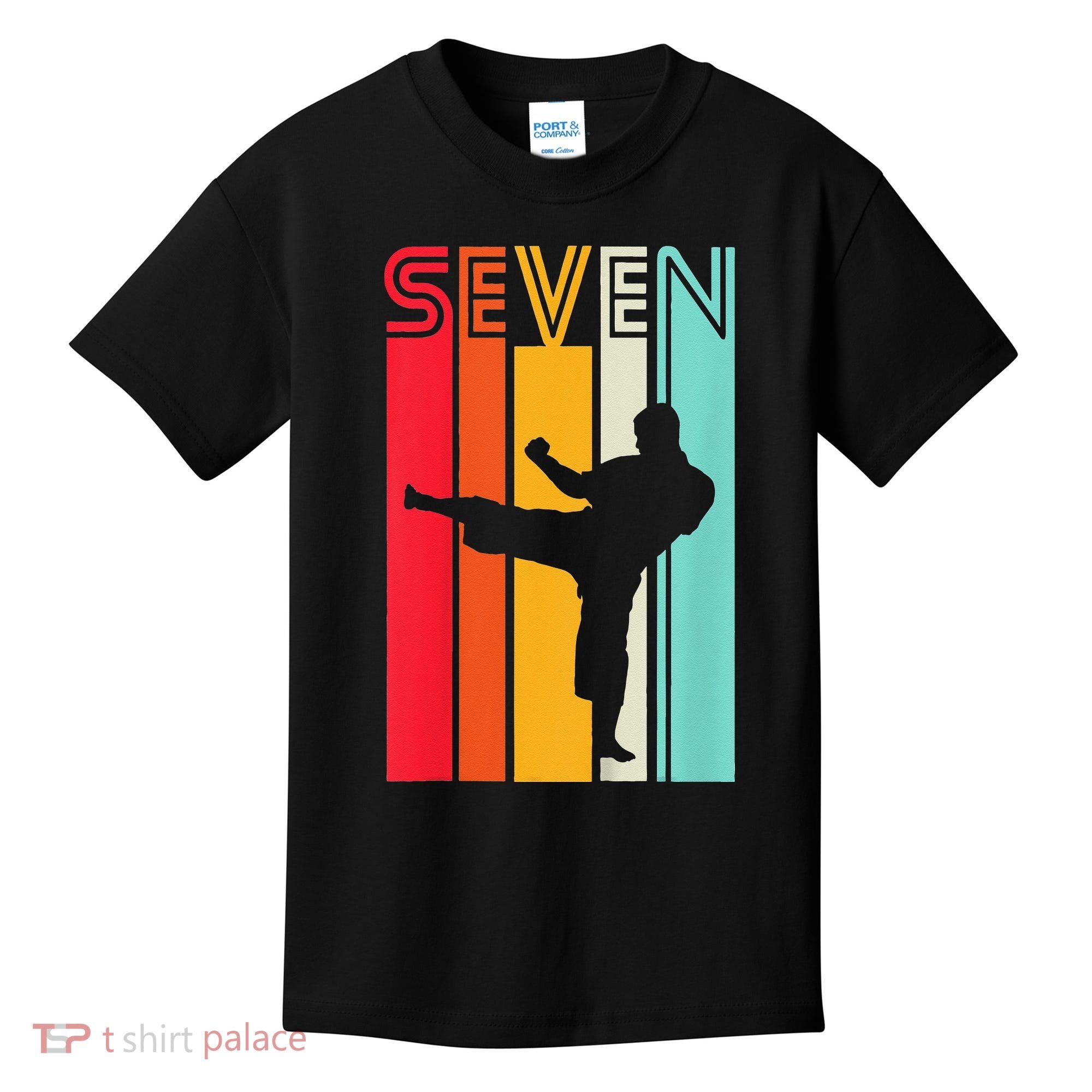 7th Birthday Gift Karate Retro Taekwondo Martial Kids T-Shirt