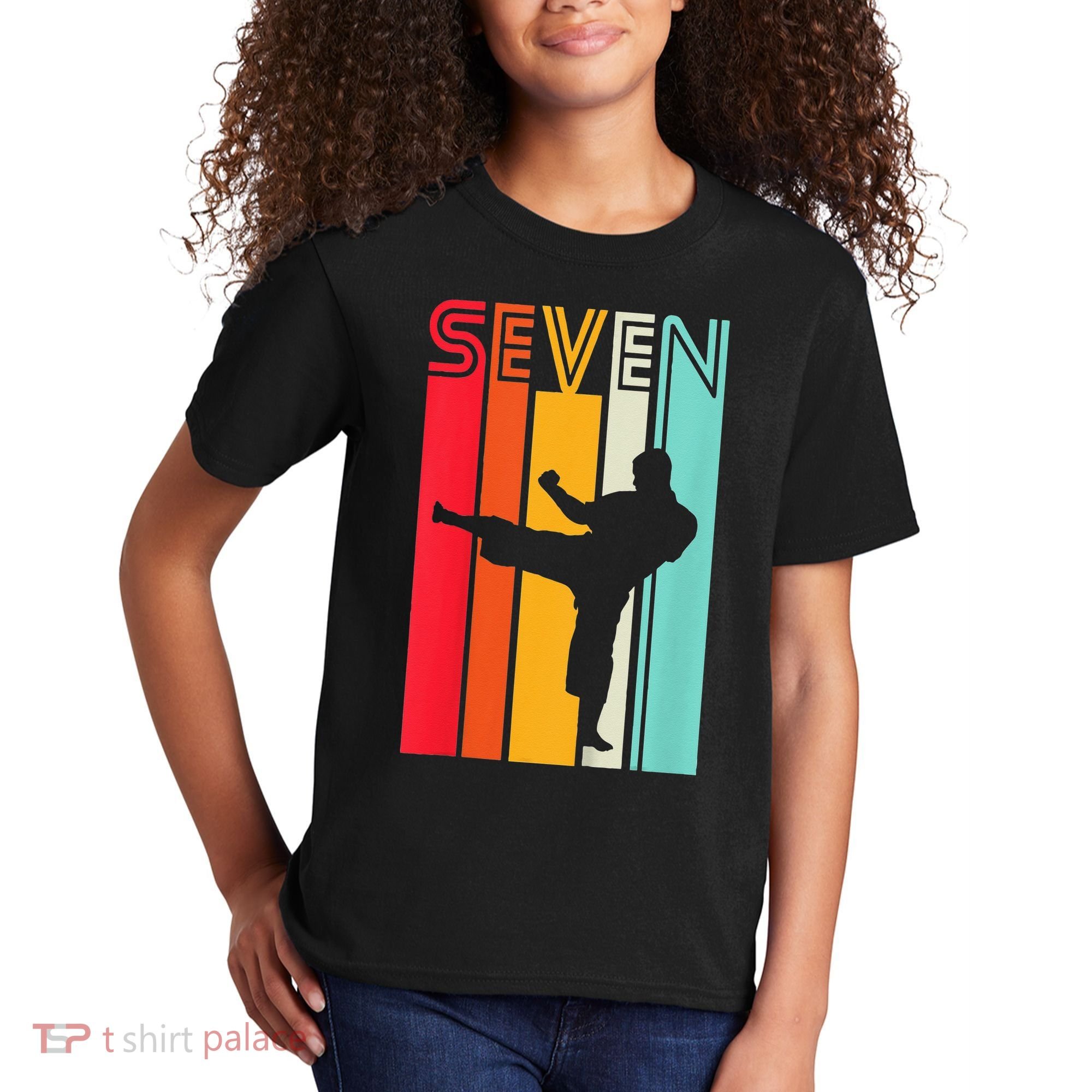 7th Birthday Gift Karate Retro Taekwondo Martial Kids T-Shirt