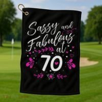 70th Birthday Gift Sassy & Fabulous 70 Year Old Golf Towel thumb 1