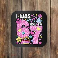 7th Birthday Girl Funny I Was 6 Now I'm 7 Years Old Coaster thumb 0