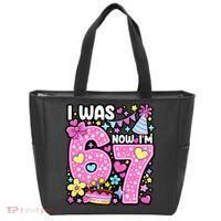 7th Birthday Girl Funny I Was 6 Now I'm 7 Years Old Tote Bag thumb 0