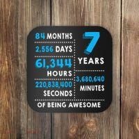 7th Birthday Gift, 7 Years Old Being Awesome Coaster thumb 0
