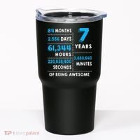 7th Birthday Gift, 7 Years Old Being Awesome Tumbler thumb 0