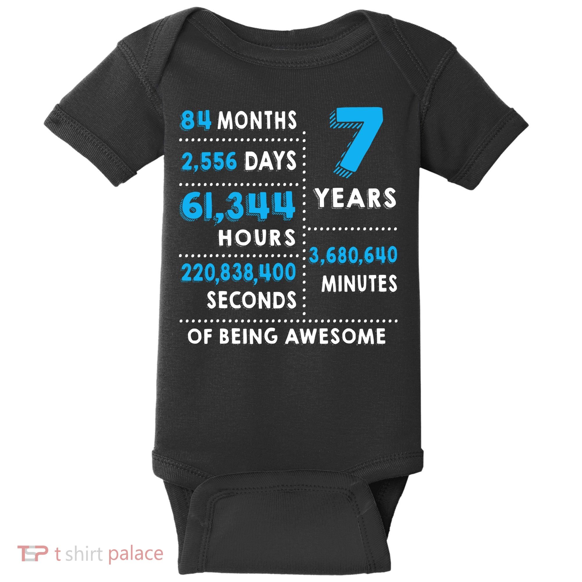 7th Birthday Gift, 7 Years Old Being Awesome Baby Bodysuit