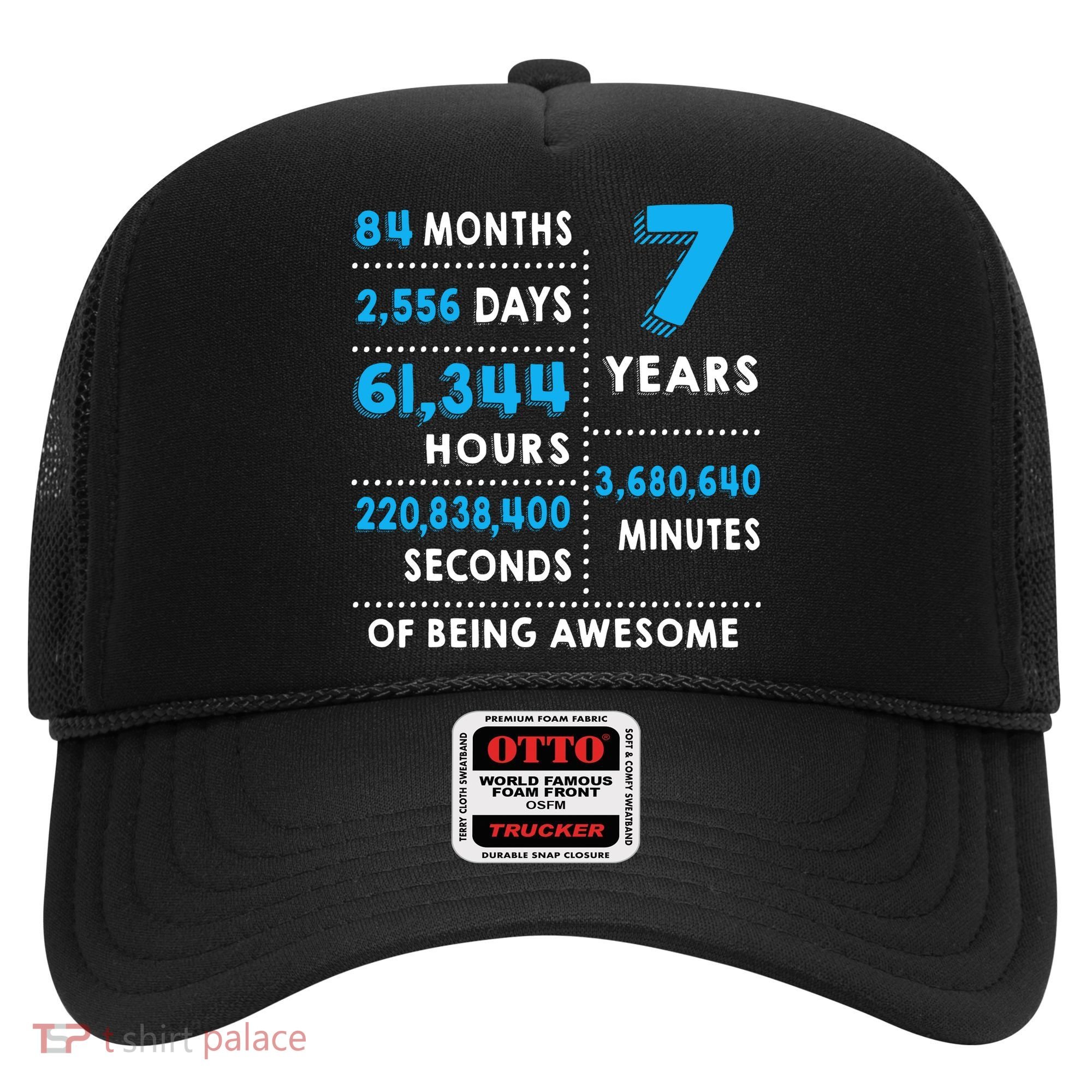 7th Birthday Gift, 7 Years Old Being Awesome Hat
