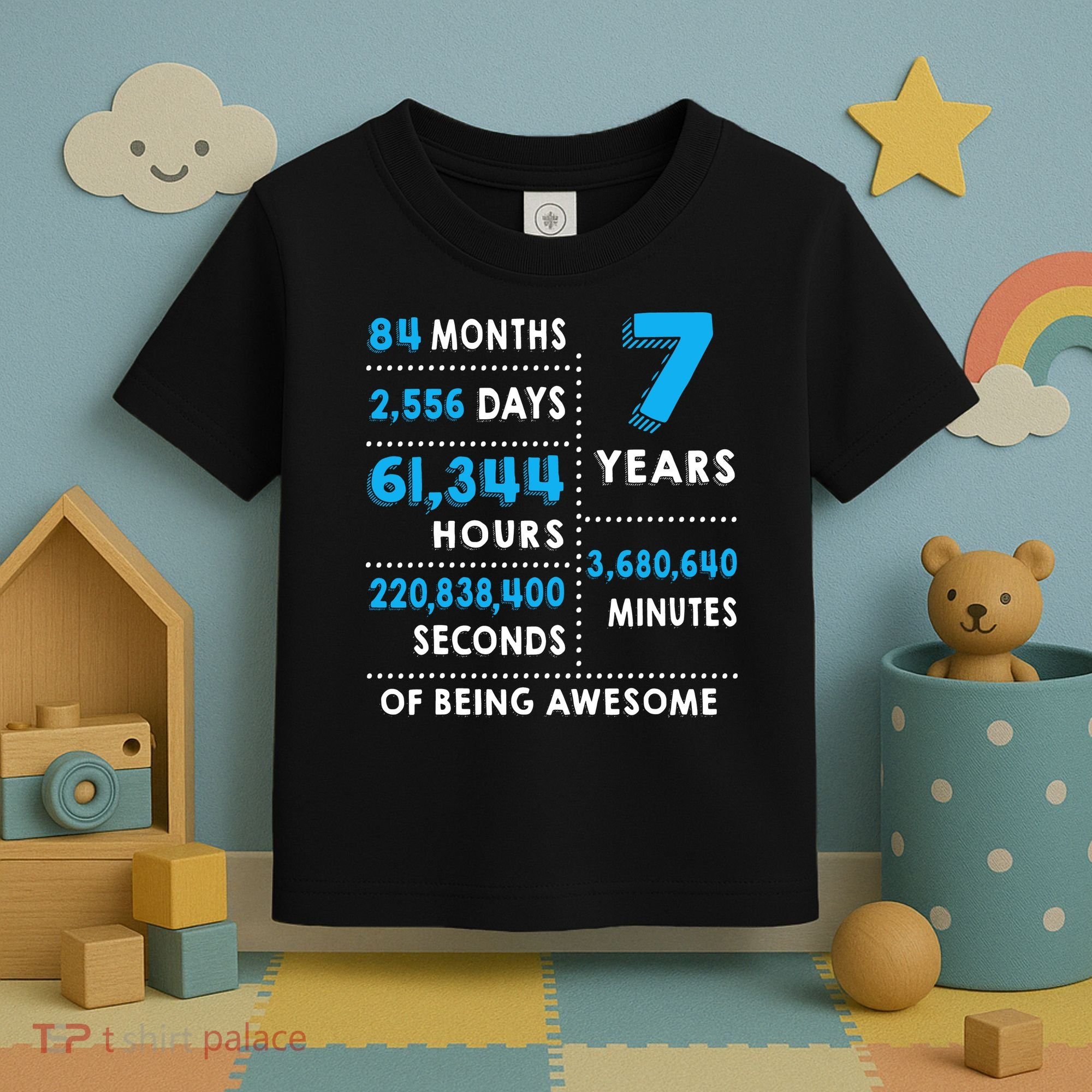 7th Birthday Gift, 7 Years Old Being Awesome Toddler T-Shirt