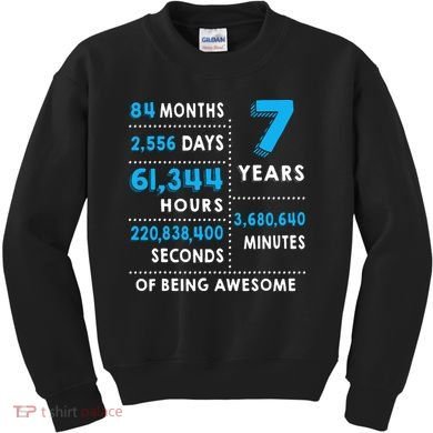 7th Birthday Gift, 7 Years Old Being Awesome Kids Sweatshirt