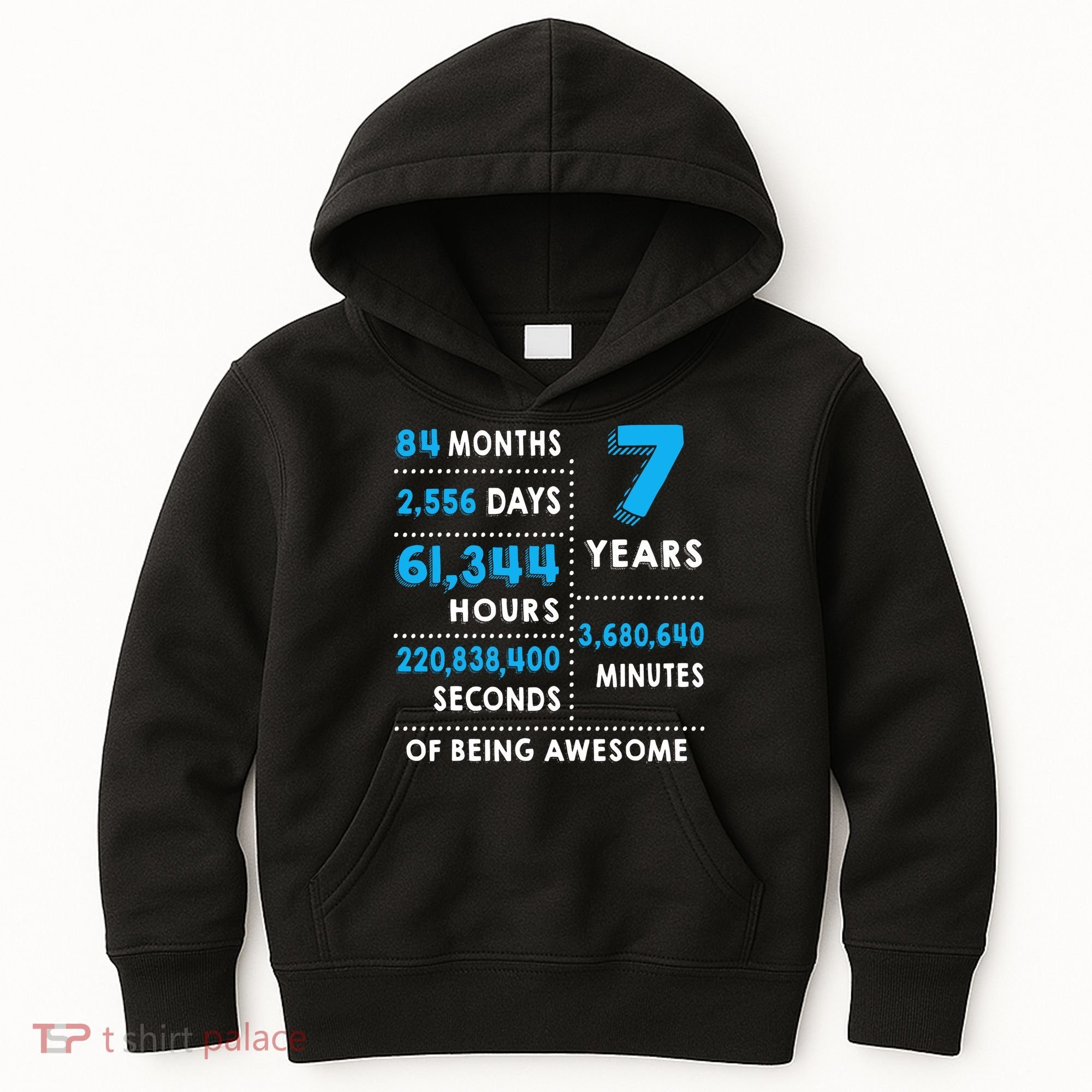 7th Birthday Gift, 7 Years Old Being Awesome Kids Hoodie