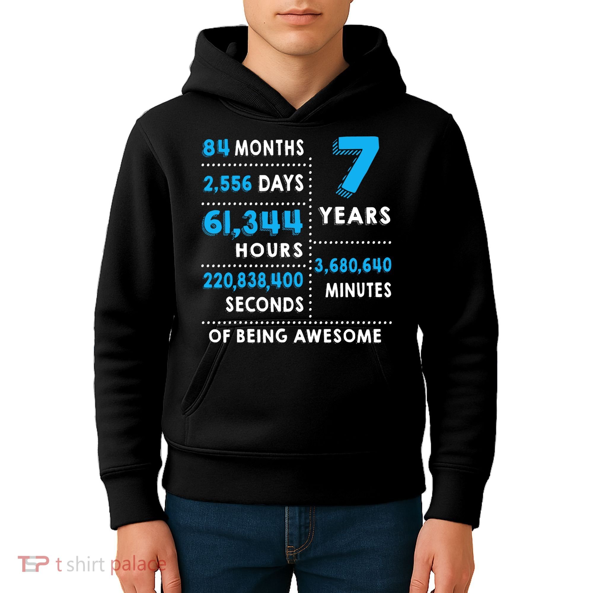 7th Birthday Gift, 7 Years Old Being Awesome Kids Hoodie