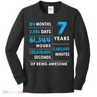 7th Birthday Gift, 7 Years Old Being Awesome Kids Long Sleeve Shirt thumb 0