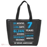 7th Birthday Gift, 7 Years Old Being Awesome Tote Bag thumb 0