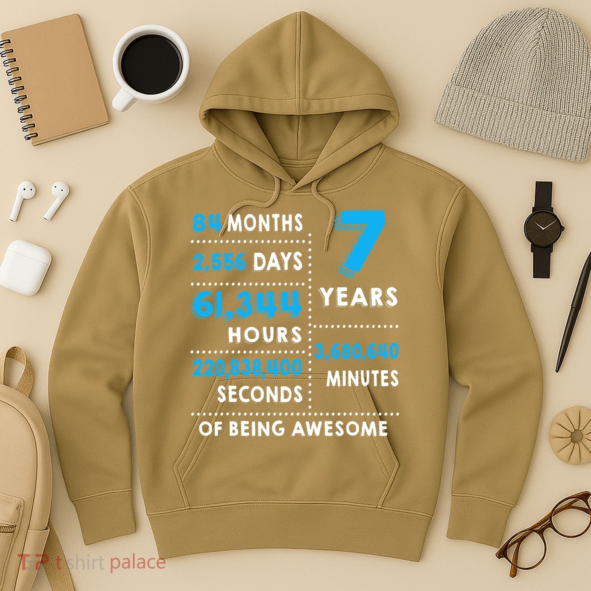 7th Birthday Gift, 7 Years Old Being Awesome Hoodie