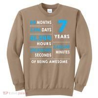 7th Birthday Gift, 7 Years Old Being Awesome Sweatshirt thumb 0