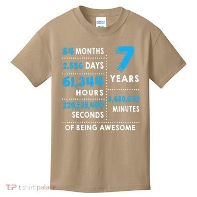 7th Birthday Gift, 7 Years Old Being Awesome Kids T-Shirt