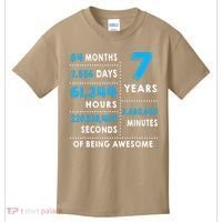 7th Birthday Gift, 7 Years Old Being Awesome Kids T-Shirt thumb 0