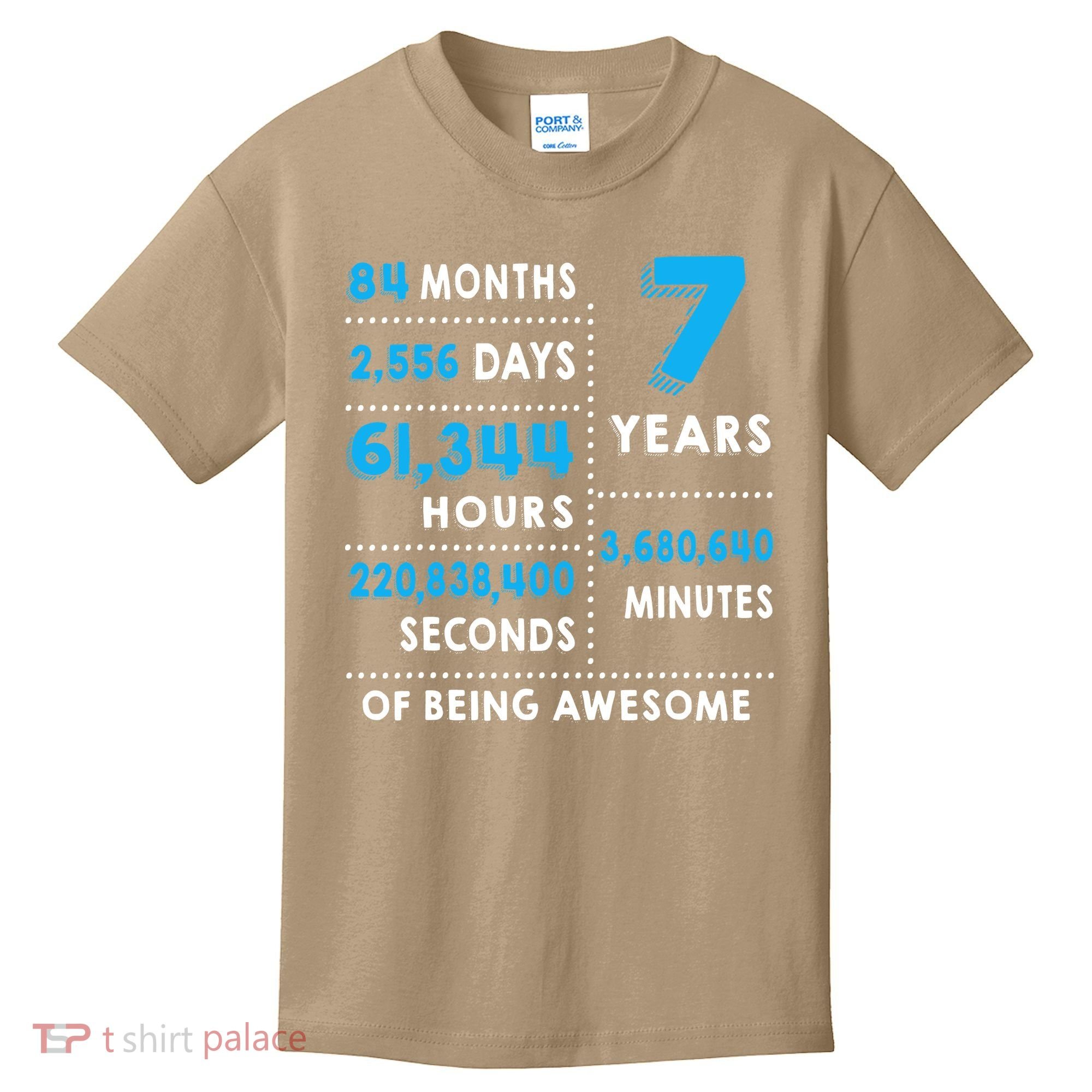 7th Birthday Gift, 7 Years Old Being Awesome Kids T-Shirt