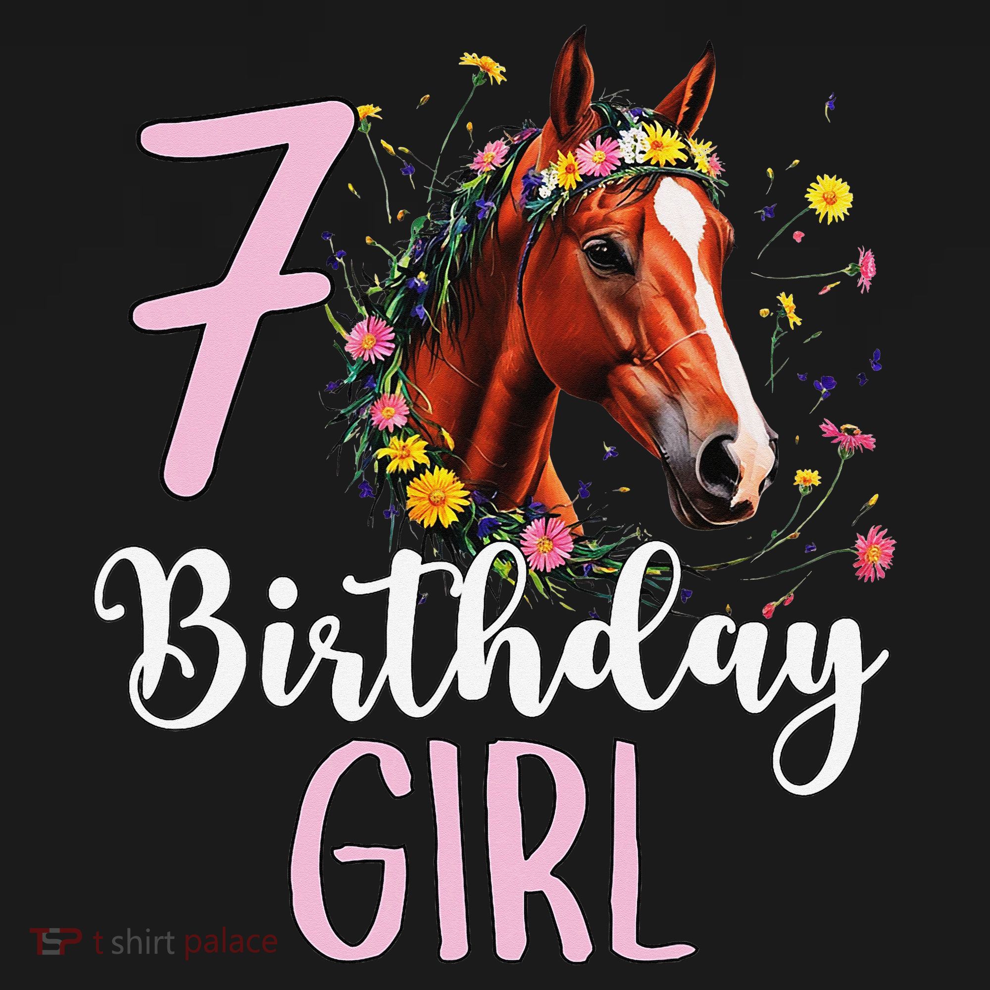 7th Birthday Horse Wildflowers 7 Years Old Birthday Girl Gift Women's Tank Top