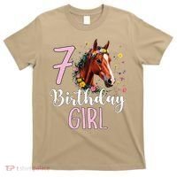 7th Birthday Horse Wildflowers 7 Years Old Birthday Girl Gift T-Shirt thumb 0