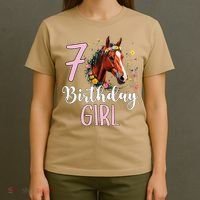 7th Birthday Horse Wildflowers 7 Years Old Birthday Girl Gift T-Shirt thumb 4