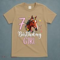 7th Birthday Horse Wildflowers 7 Years Old Birthday Girl Gift T-Shirt thumb 5