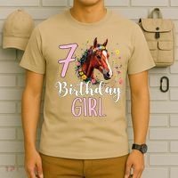 7th Birthday Horse Wildflowers 7 Years Old Birthday Girl Gift T-Shirt thumb 6