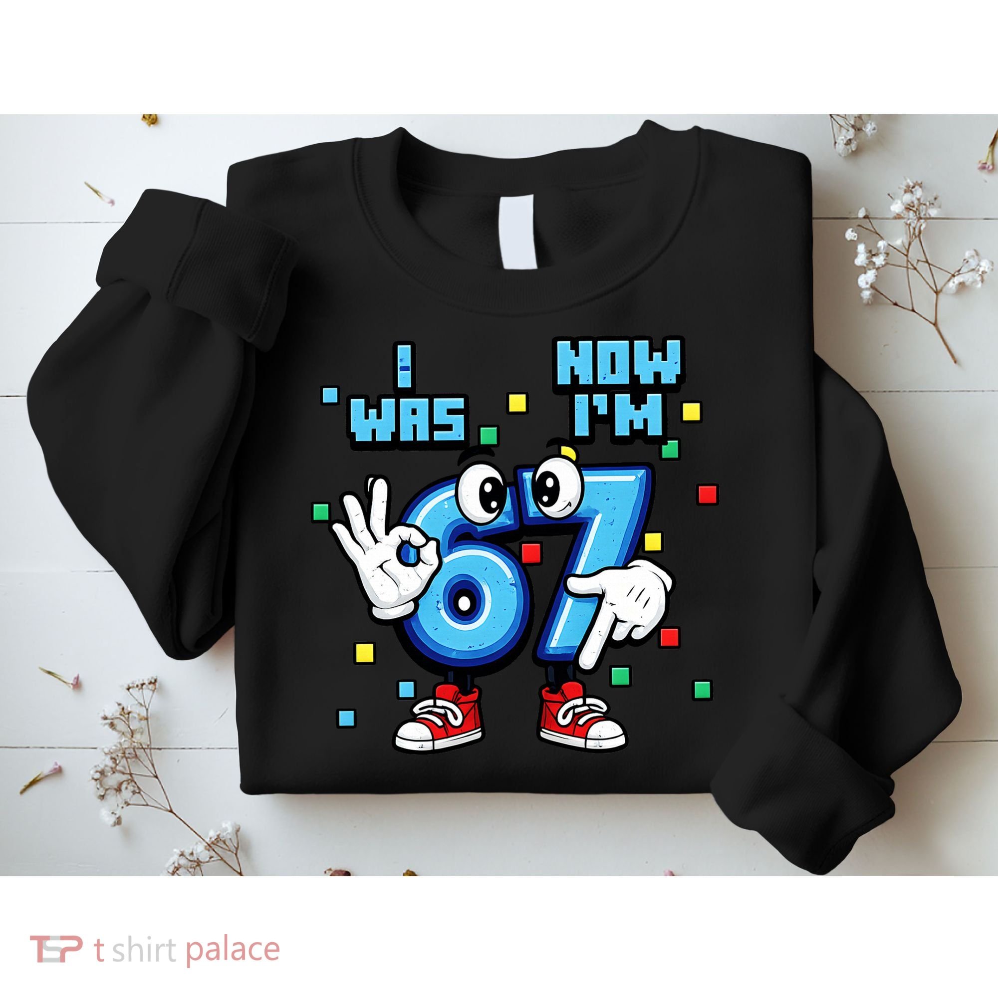 7th Birthday I Was 6 Now Im 7 Hands Cute 67 Meme Sweatshirt