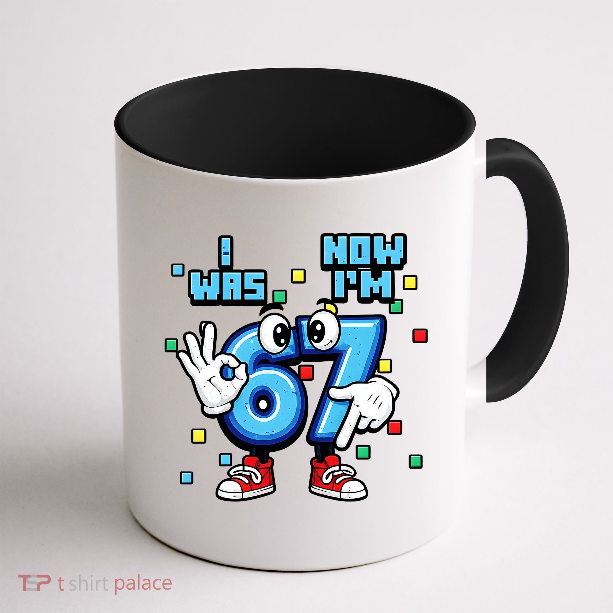7th Birthday I Was 6 Now Im 7 Hands Cute 67 Meme Coffee Mug