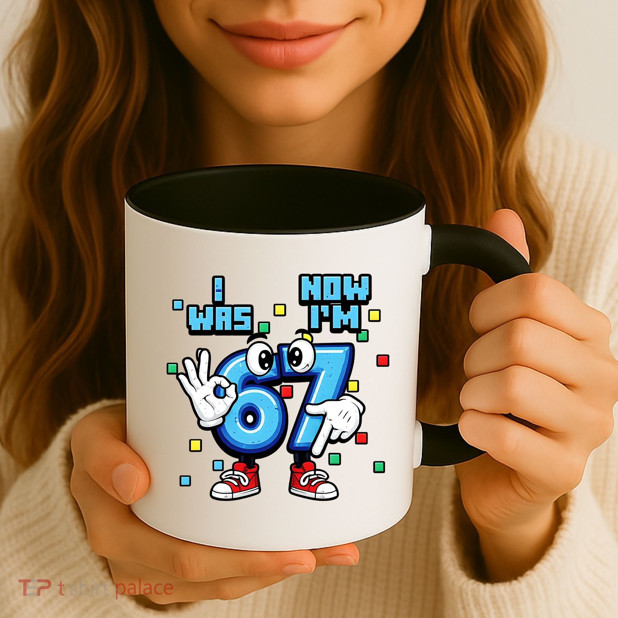 7th Birthday I Was 6 Now Im 7 Hands Cute 67 Meme Coffee Mug