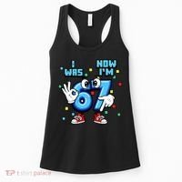 7th Birthday I Was 6 Now Im 7 Hands Cute 67 Meme Women's Tank Top thumb 0