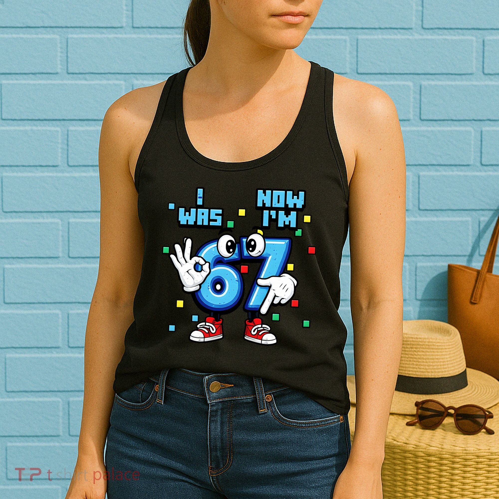 7th Birthday I Was 6 Now Im 7 Hands Cute 67 Meme Women's Tank Top