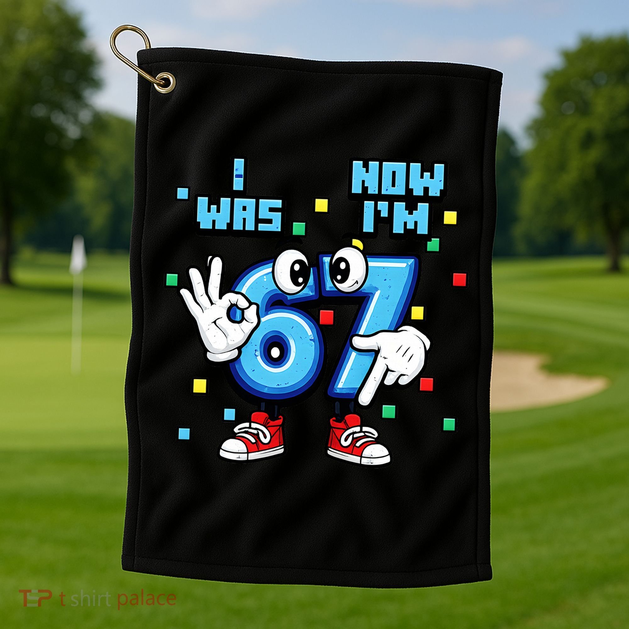 7th Birthday I Was 6 Now Im 7 Hands Cute 67 Meme Golf Towel