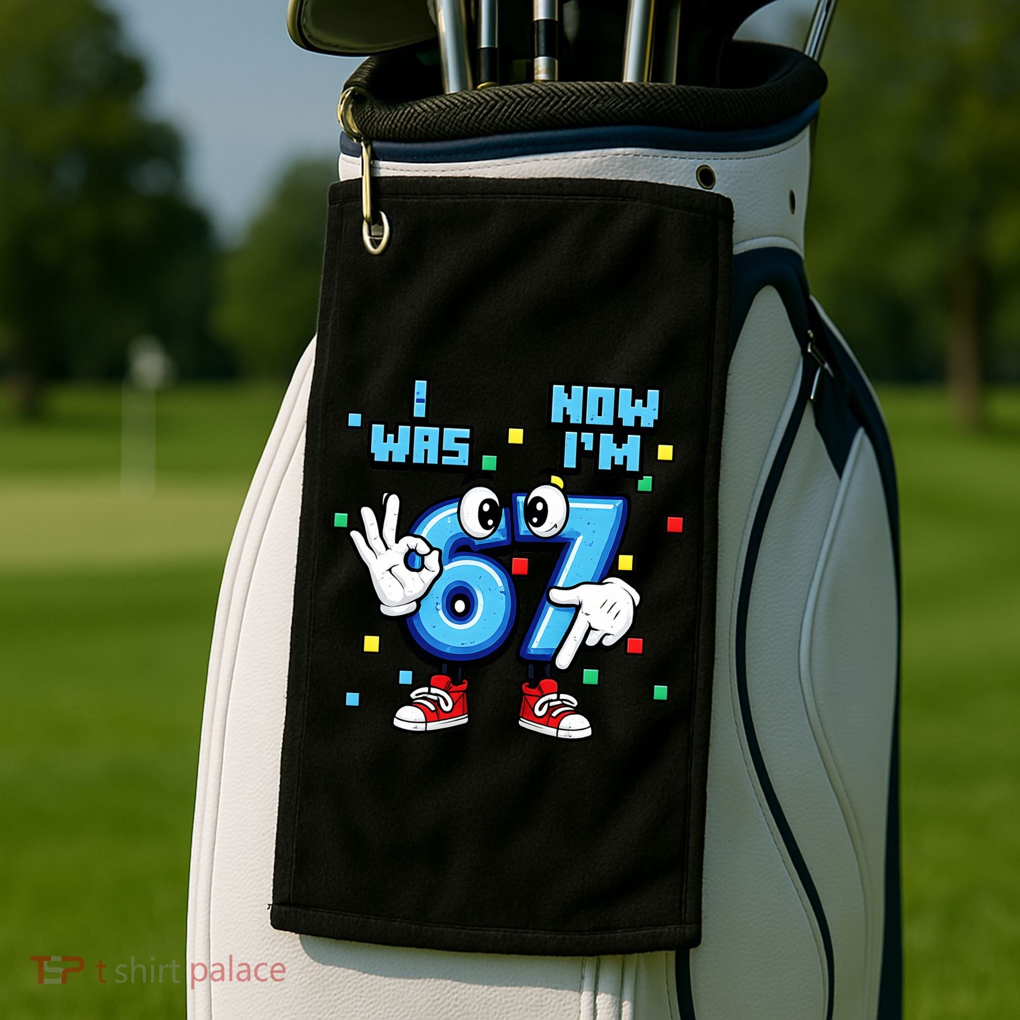 7th Birthday I Was 6 Now Im 7 Hands Cute 67 Meme Golf Towel