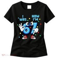 7th Birthday I Was 6 Now Im 7 Hands Cute 67 Meme Women's T-Shirt thumb 0