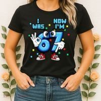 7th Birthday I Was 6 Now Im 7 Hands Cute 67 Meme Women's T-Shirt thumb 2