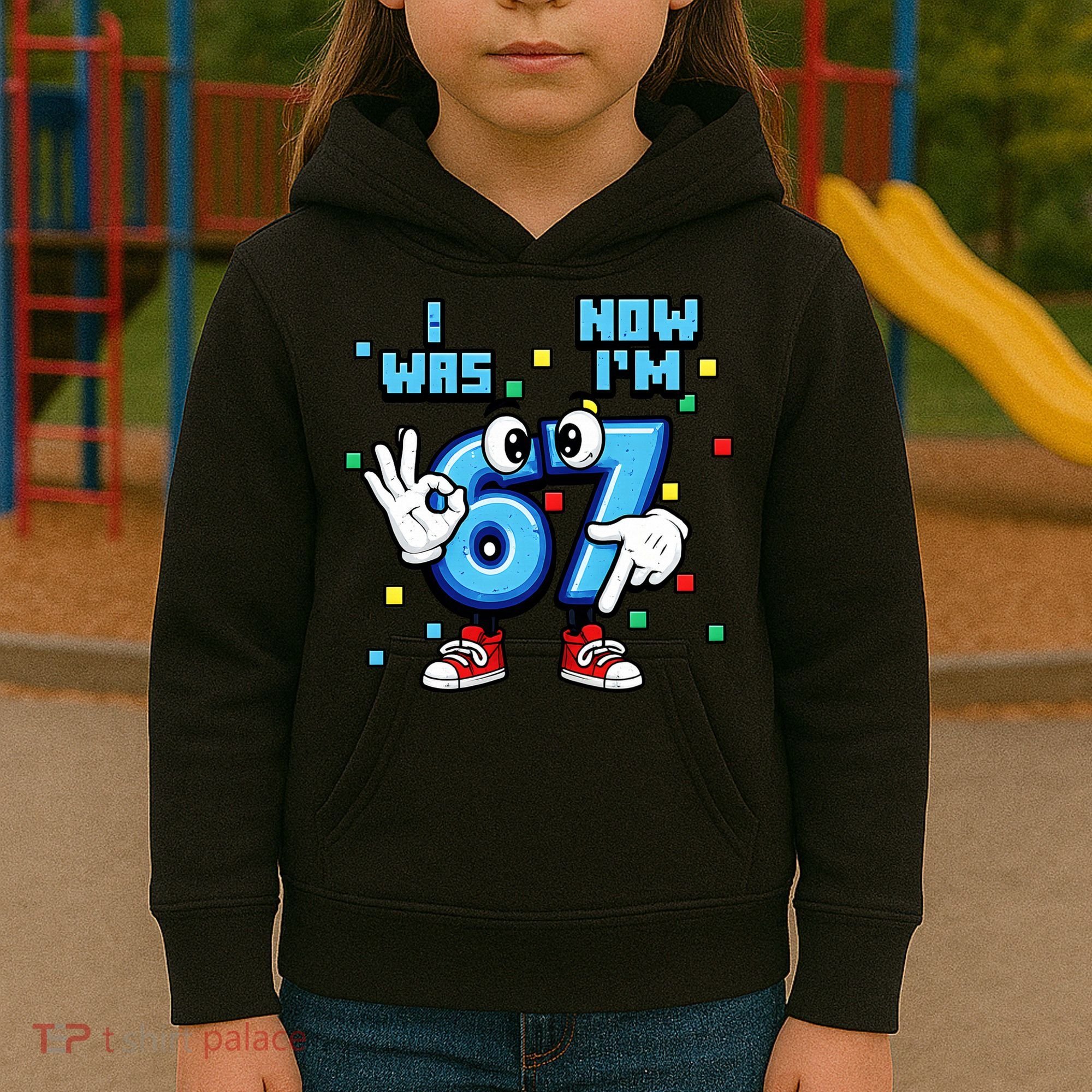 7th Birthday I Was 6 Now Im 7 Hands Cute 67 Meme Kids Hoodie