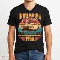 70th Birthday I'm Not Old I'm A Classic Custom Built Car 1956 V-Neck T-Shirt thumb 2