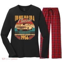 70th Birthday I'm Not Old I'm A Classic Custom Built Car 1956 Women's Long Sleeve Flannel Pajama Set  thumb 0