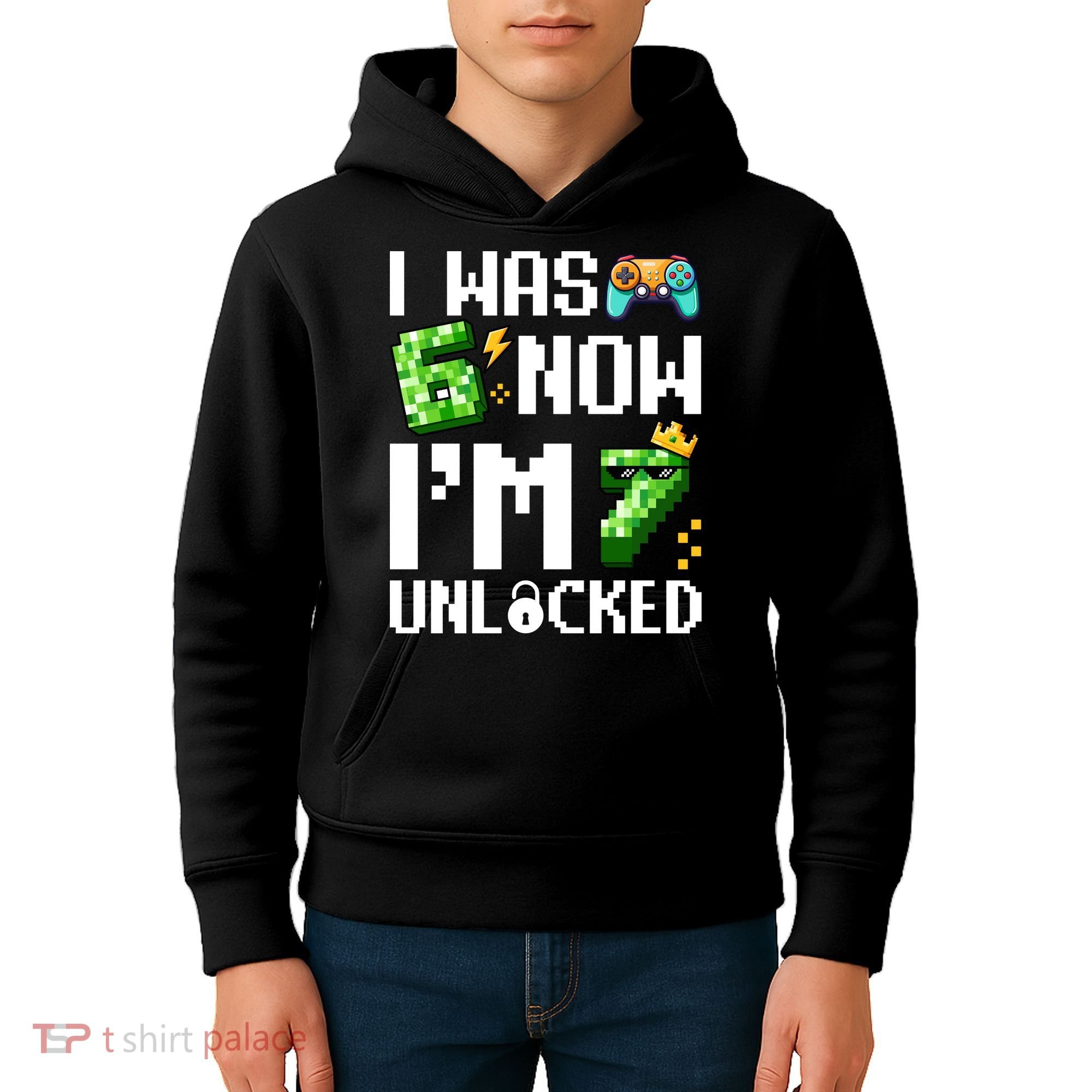 7th Birthday I Was 6 Now Im 7 Unlocked 67 Meme Kids Hoodie