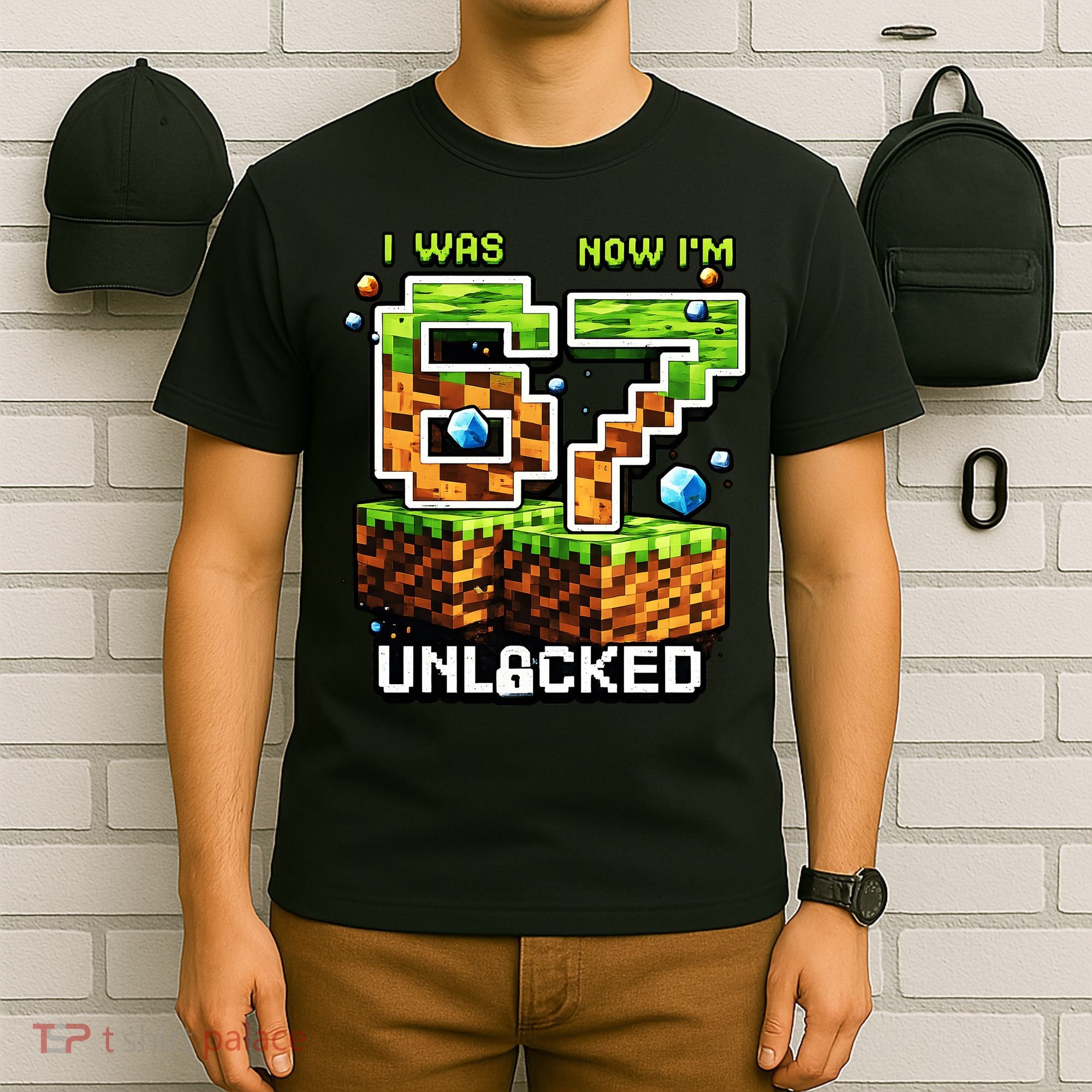 7th Birthday I Was 6 Now Im 7 Unlocked 67 Meme T-Shirt