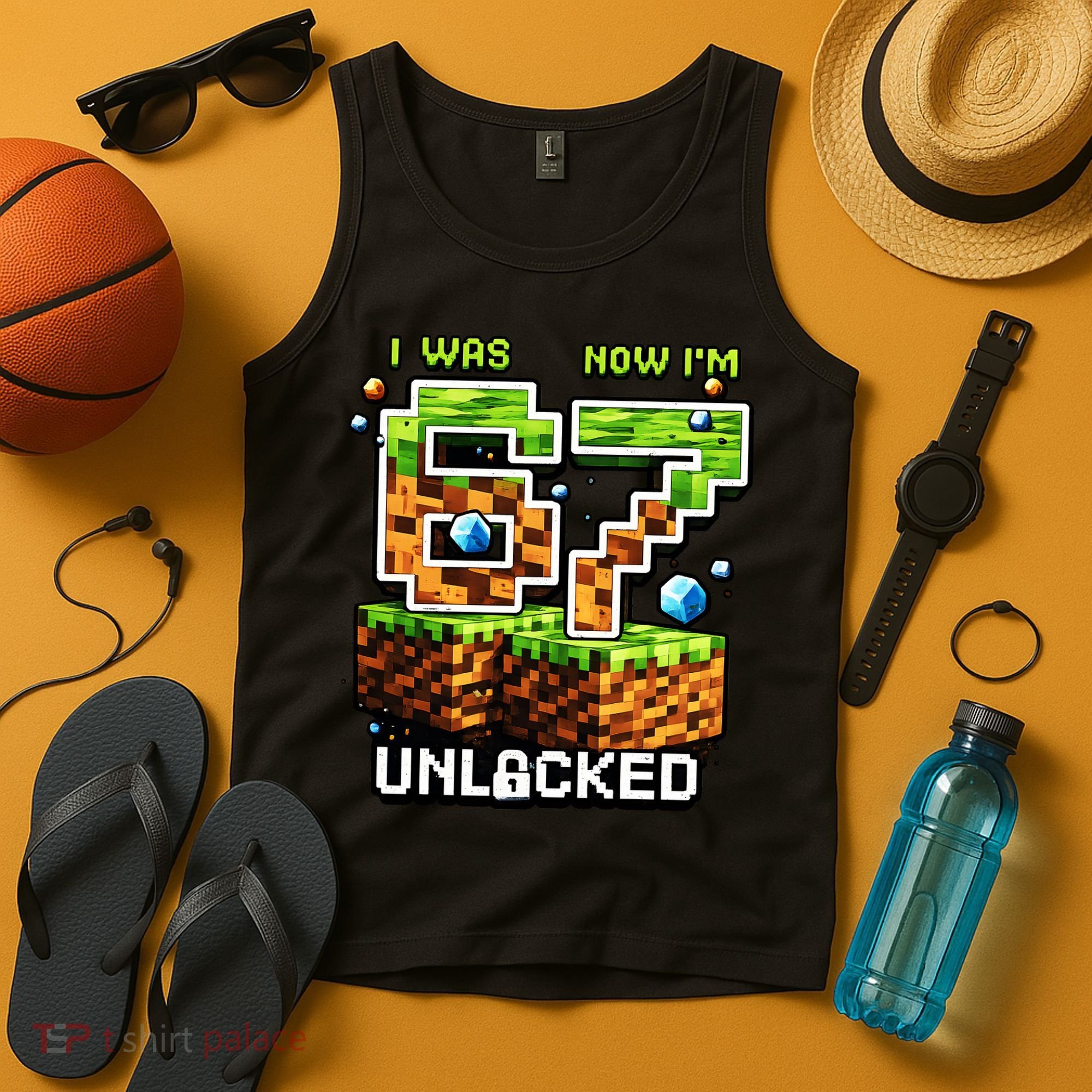 7th Birthday I Was 6 Now Im 7 Unlocked 67 Meme Tank Top
