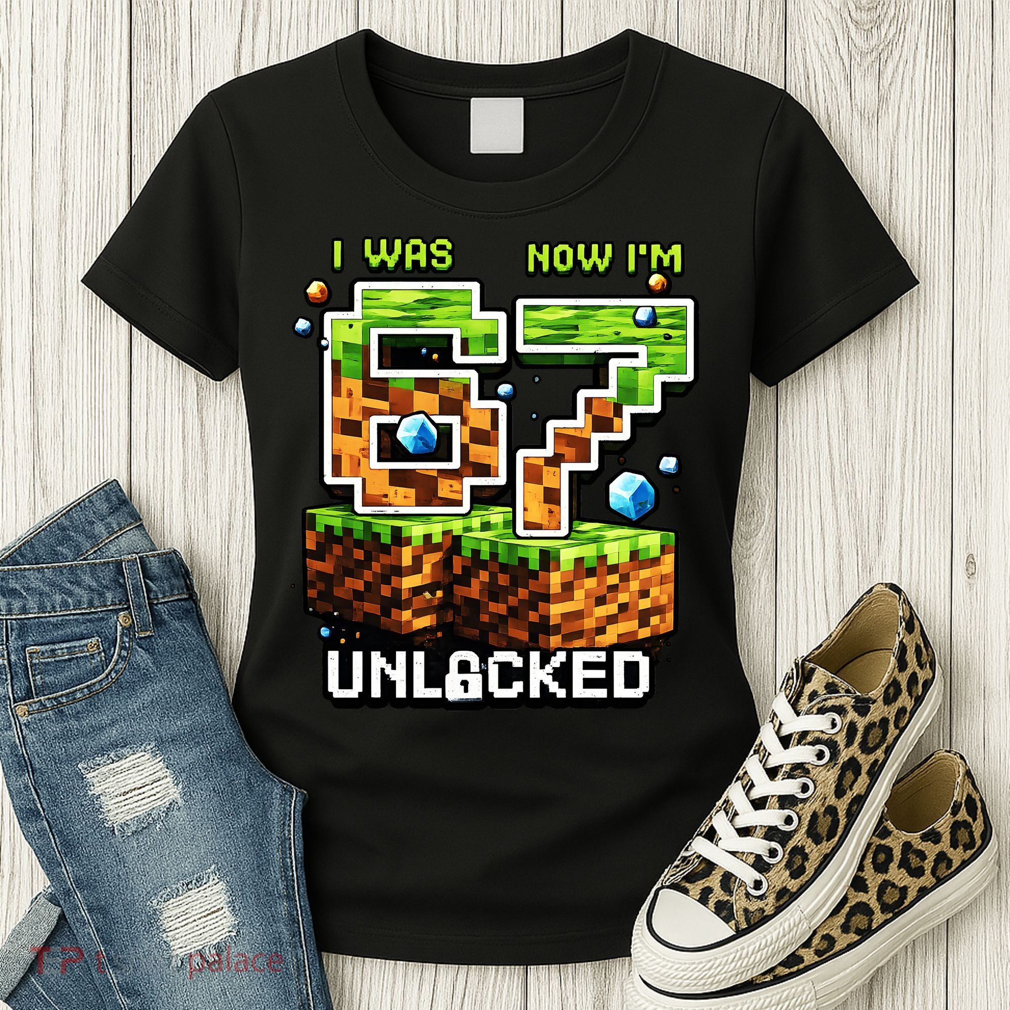 7th Birthday I Was 6 Now Im 7 Unlocked 67 Meme Women's T-Shirt