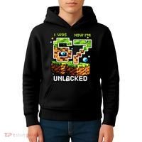 7th Birthday I Was 6 Now Im 7 Unlocked 67 Meme Kids Hoodie thumb 4