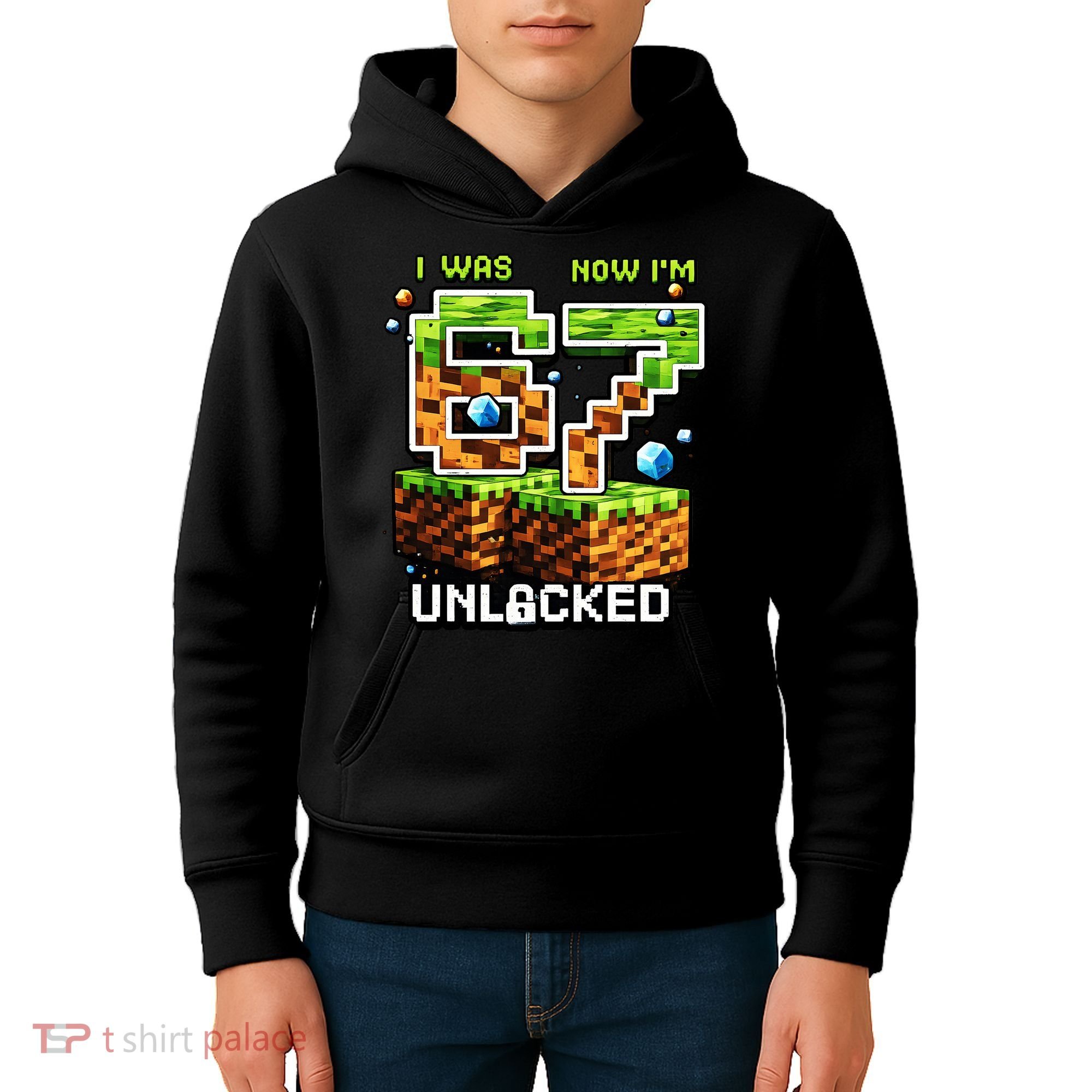 7th Birthday I Was 6 Now Im 7 Unlocked 67 Meme Kids Hoodie