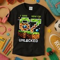 7th Birthday I Was 6 Now Im 7 Unlocked 67 Meme Kids T-Shirt thumb 3