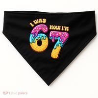 7th Birthday I Was 6 Now I'm 7 Years Old 67 Meme Funny USA-Made Doggie Bandana thumb 0