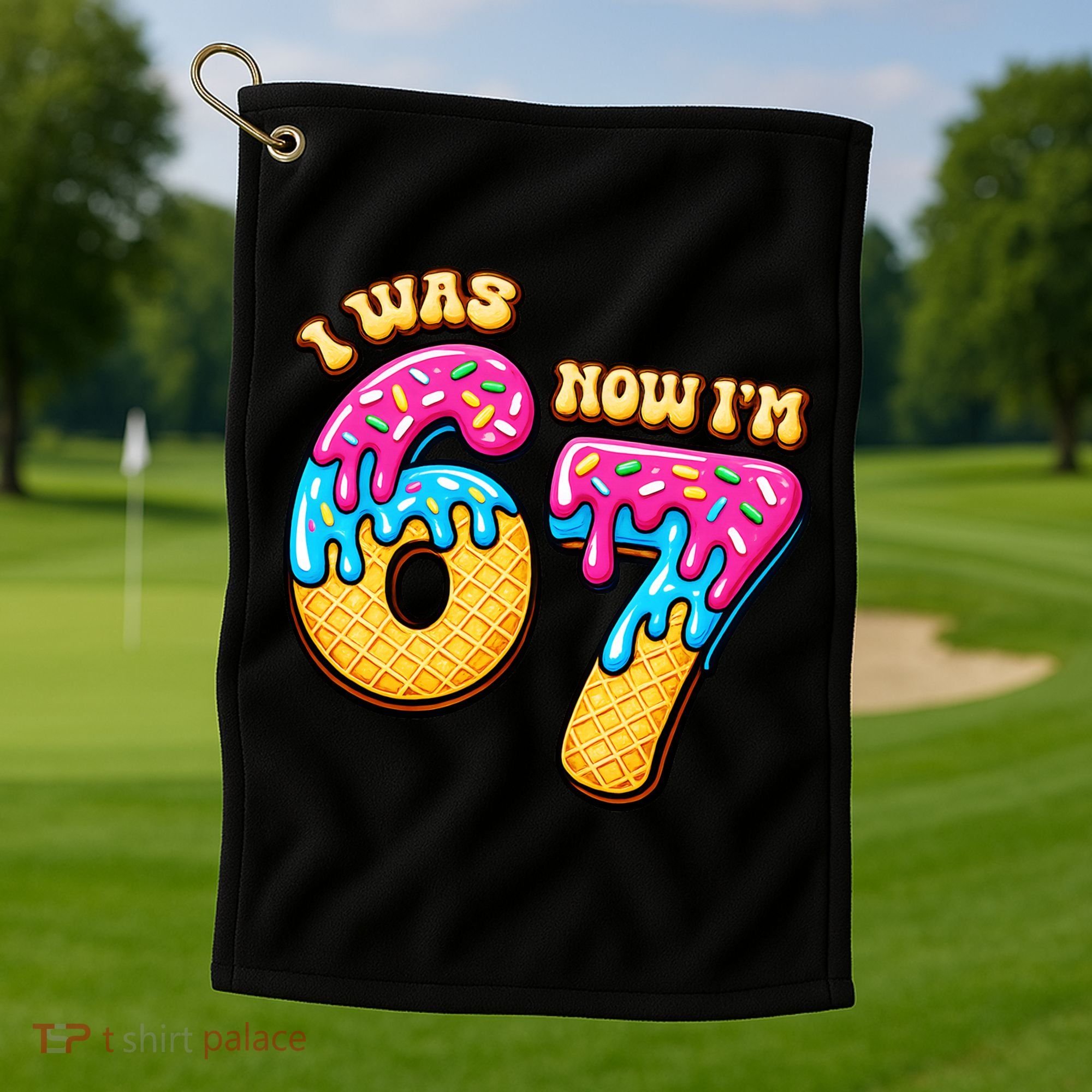 7th Birthday I Was 6 Now I'm 7 Years Old 67 Meme Funny Golf Towel