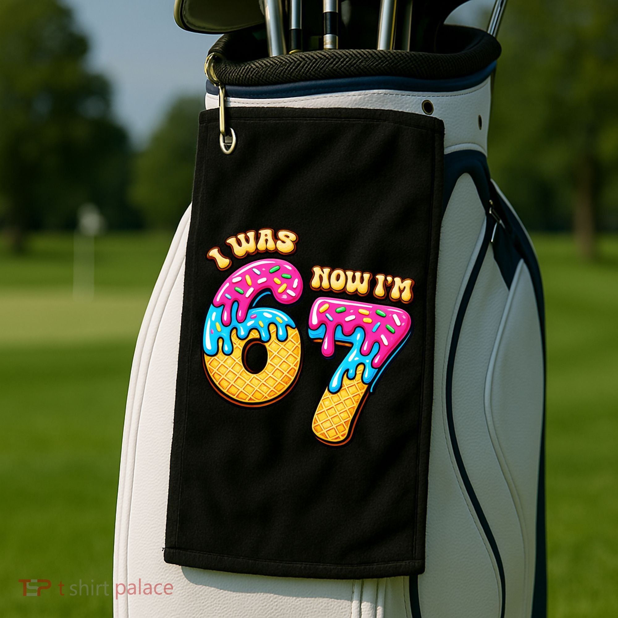 7th Birthday I Was 6 Now I'm 7 Years Old 67 Meme Funny Golf Towel
