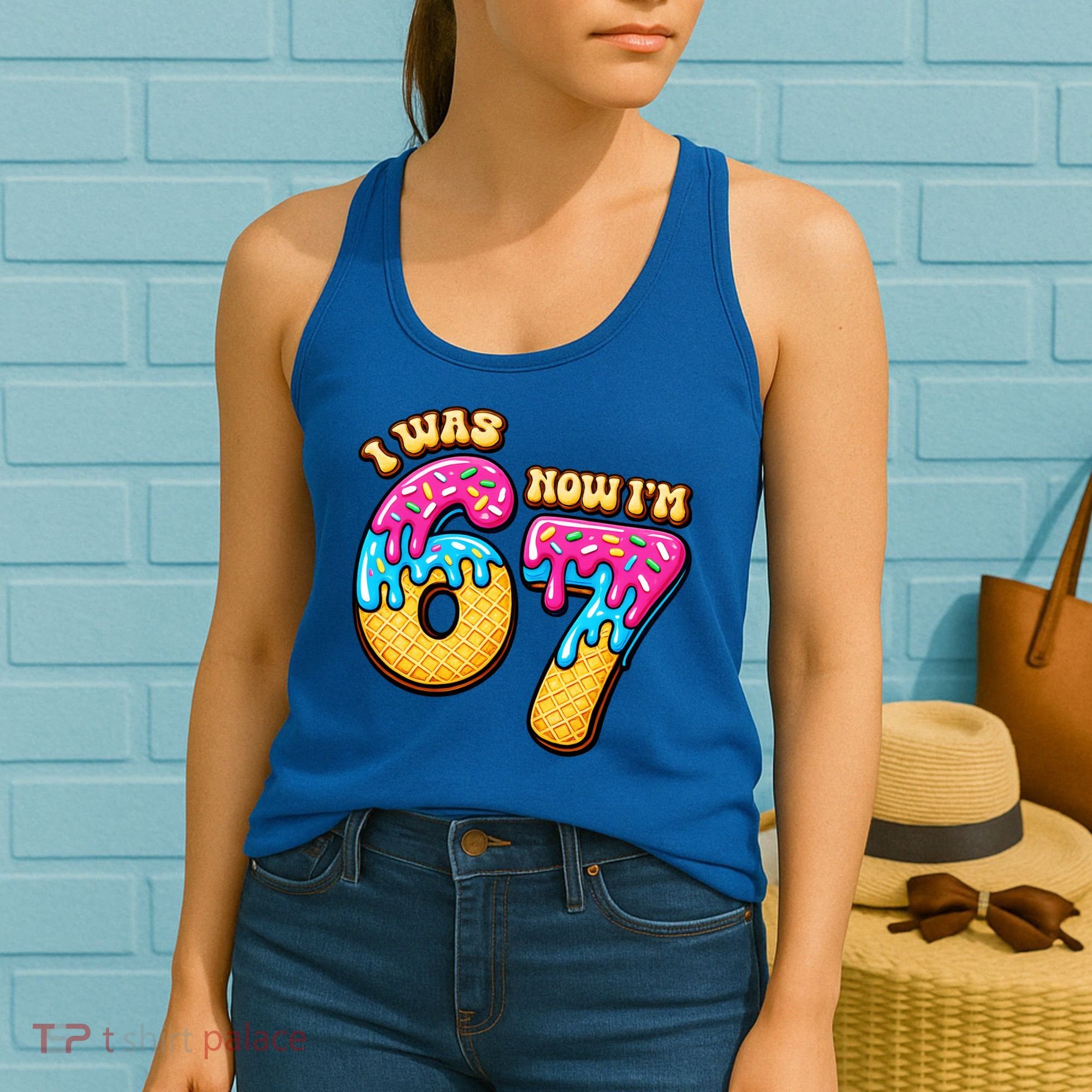 7th Birthday I Was 6 Now I'm 7 Years Old 67 Meme Funny Women's Tank Top