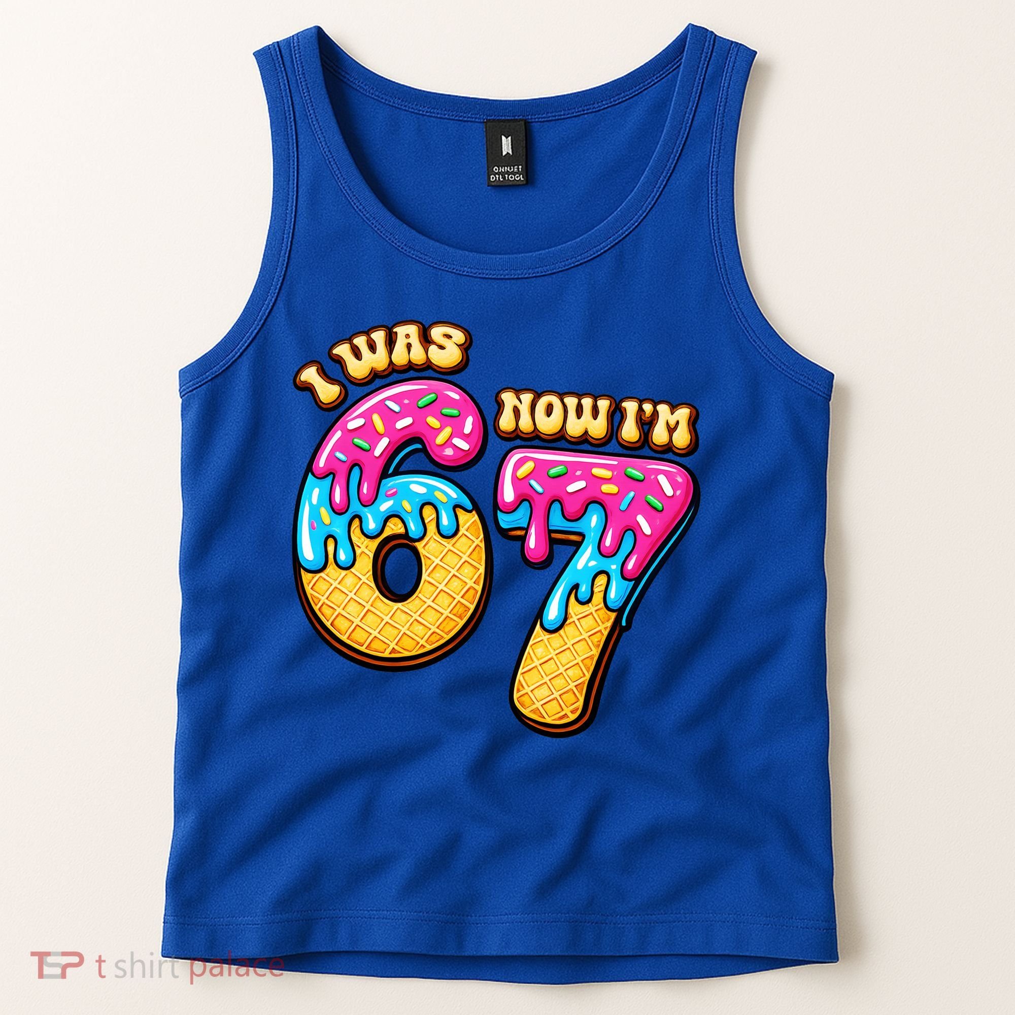 7th Birthday I Was 6 Now I'm 7 Years Old 67 Meme Funny Tank Top